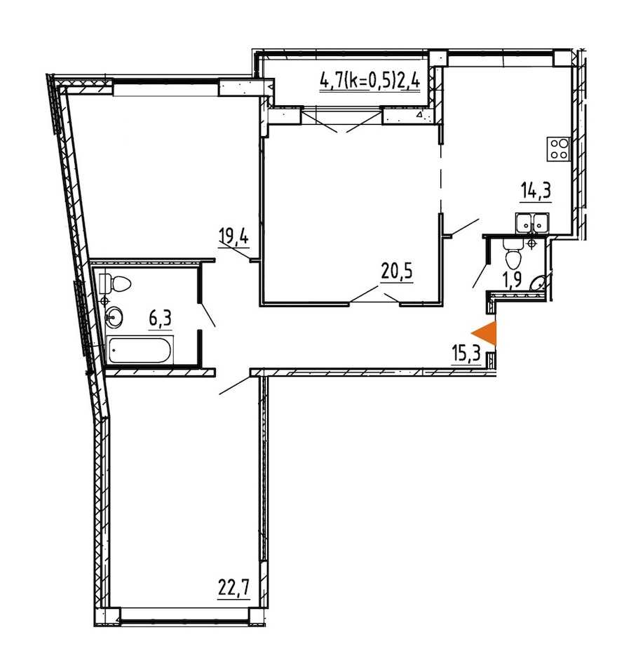 Трехкомнатная квартира в : площадь 102.8 м2 , этаж: 5 – купить в Санкт-Петербурге